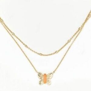 Kendra Scott Butterfly Multi-Strand Necklace in Coral Catseye NEW